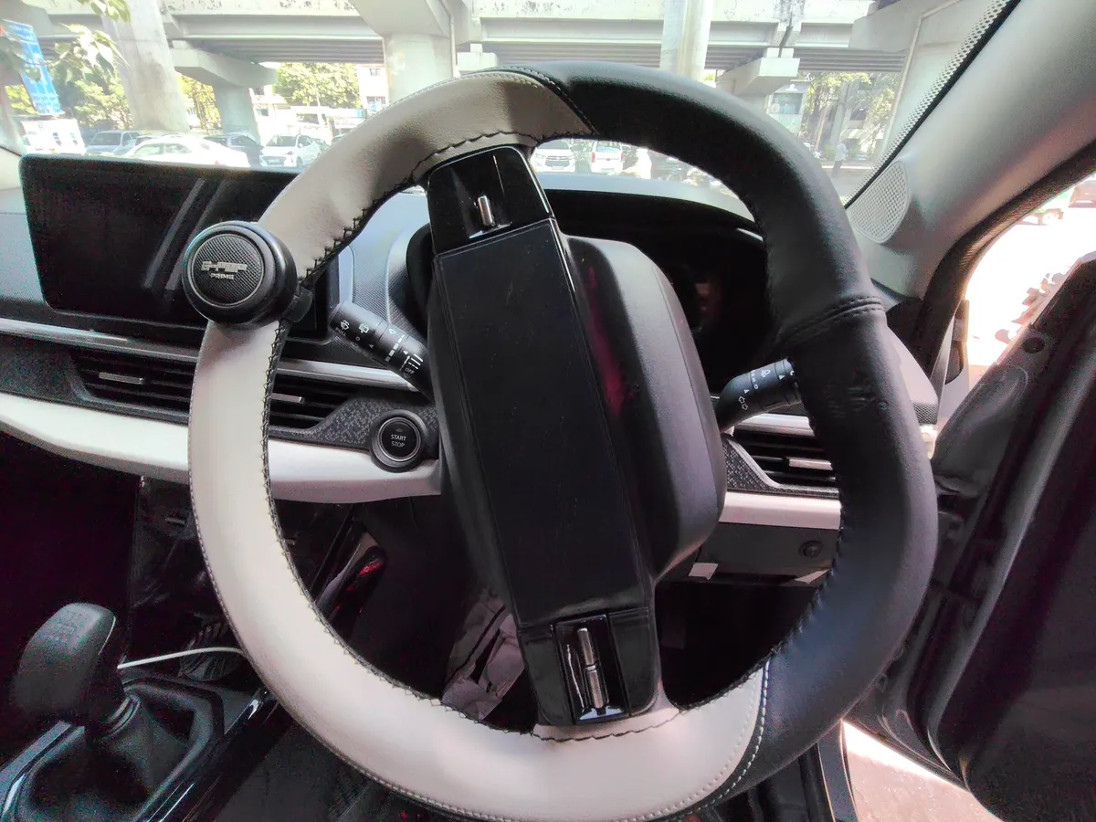 Custom Leather Steering Wheel Wrap — after