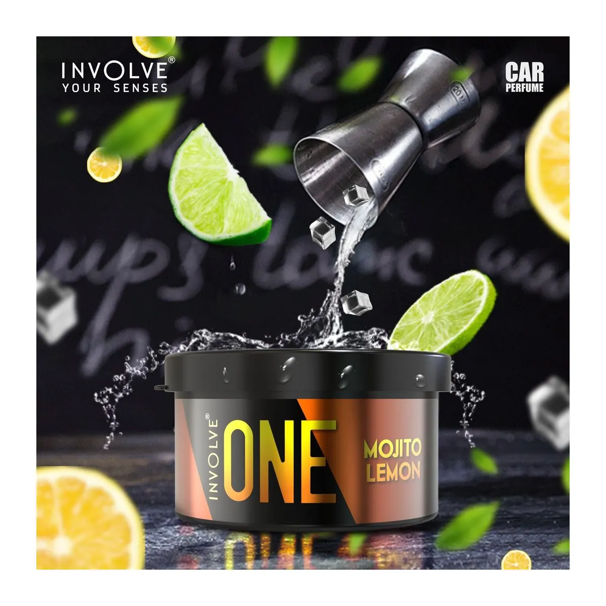 Involve ONE Mojito Lemon Organic Car Perfume | 40g Leak-Proof Fiber Can