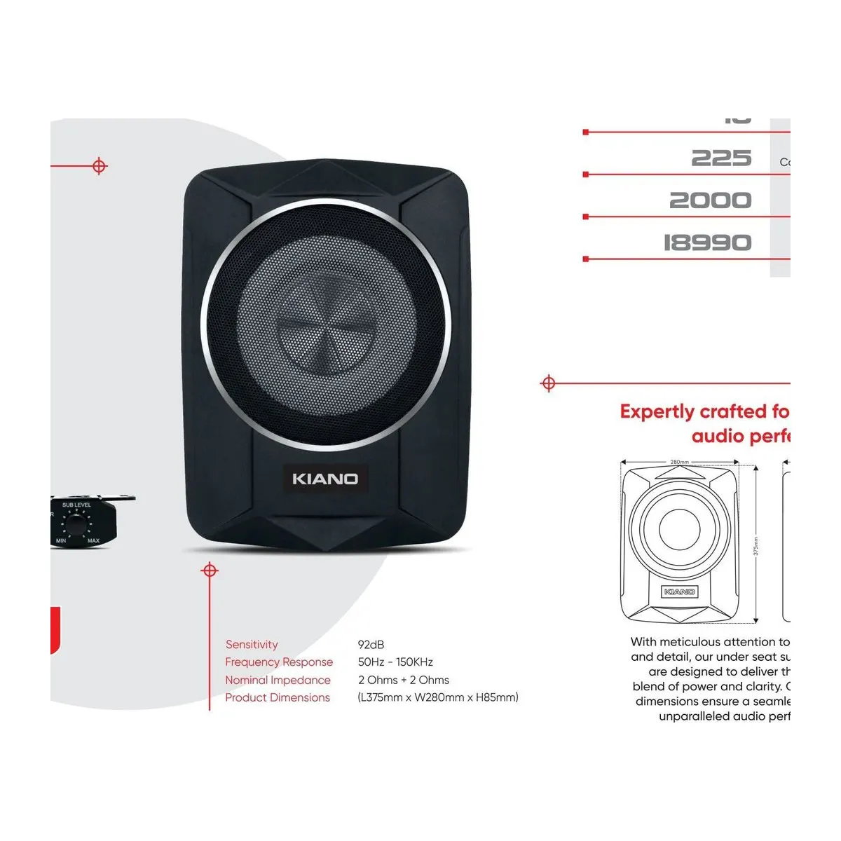 KIANO 10U Ten Inch Active Under Seat Subwoofer