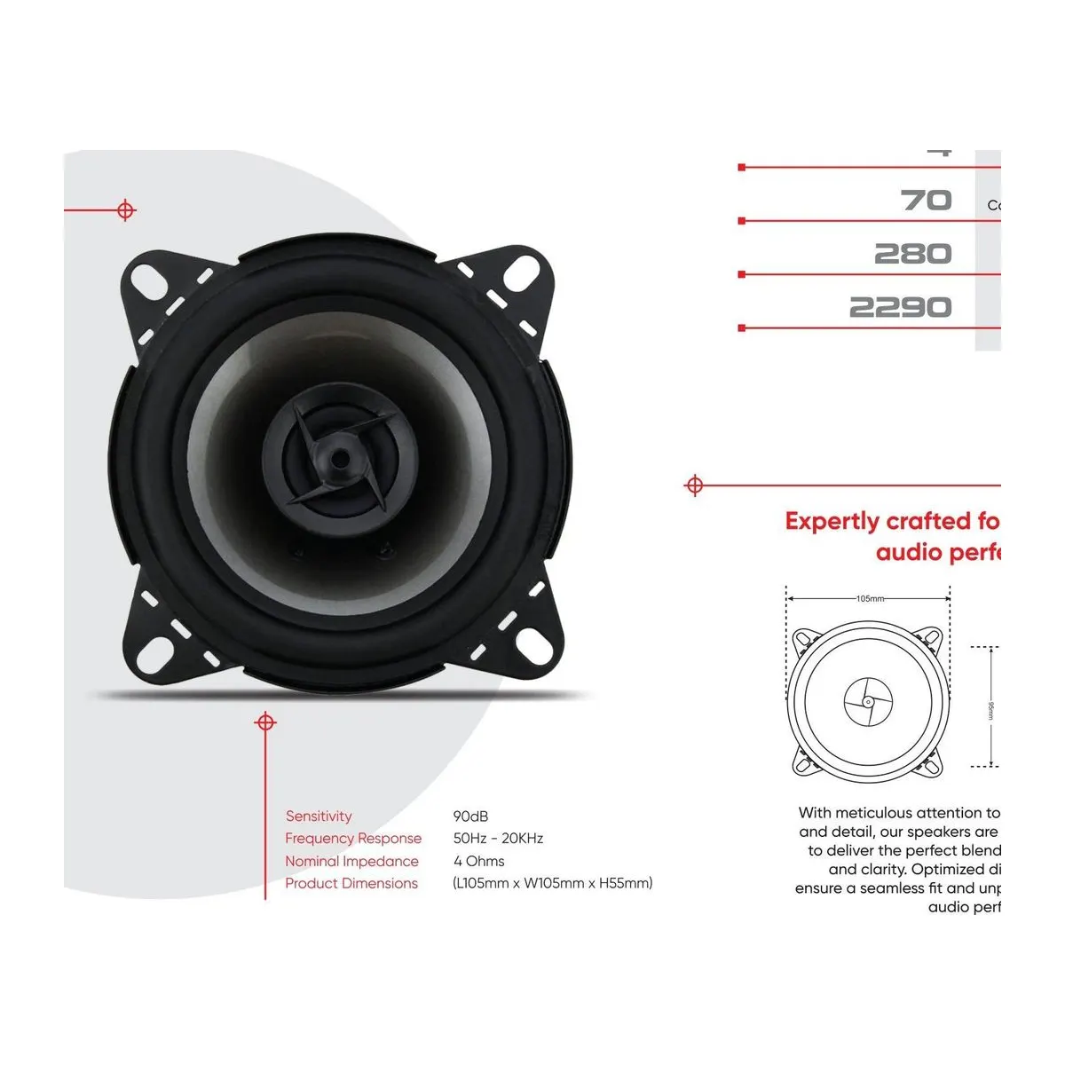 KIANO 4S Four Inch Two Way Coaxial Speakers