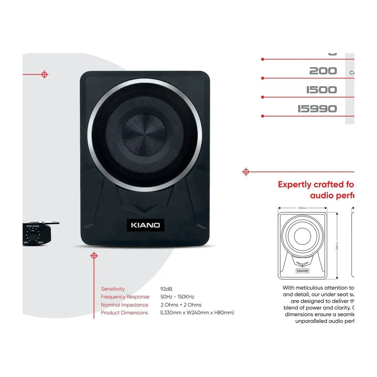KIANO 8U Eight Inch Active Under Seat Subwoofer