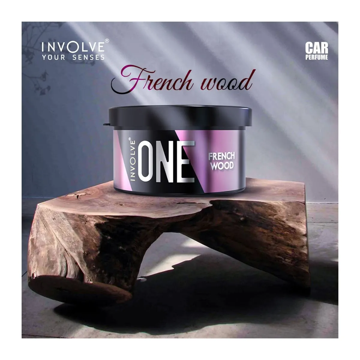 Involve ONE French Wood Organic Car Perfume | 40g Leak-Proof Fiber Can